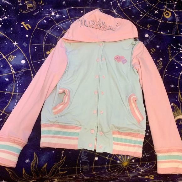 milklim pastel bomber reversible jacket button up - Picture 1 of 5